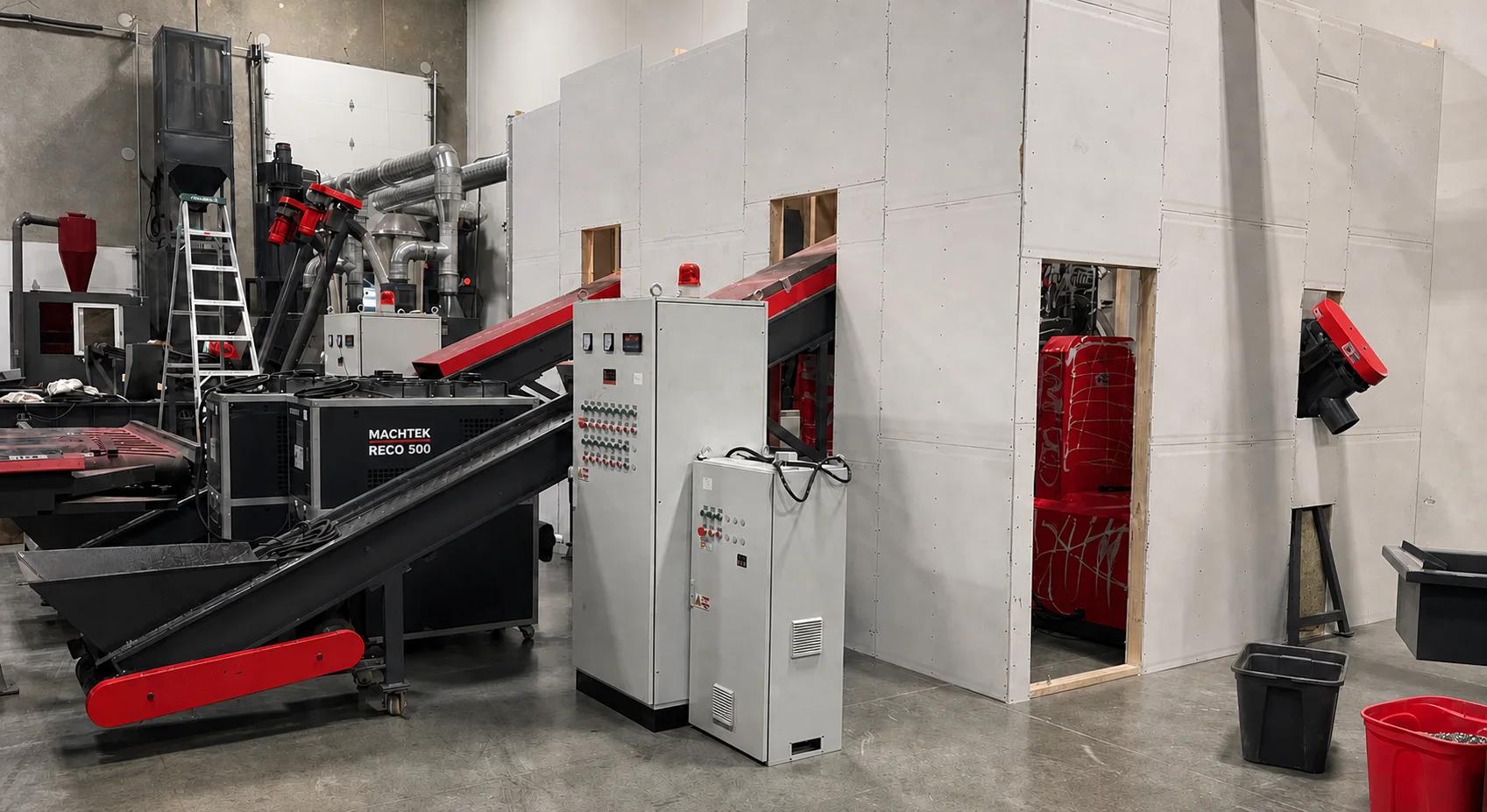 Czerwona linia MACHTEK RECO 500 zainstalowana w hali